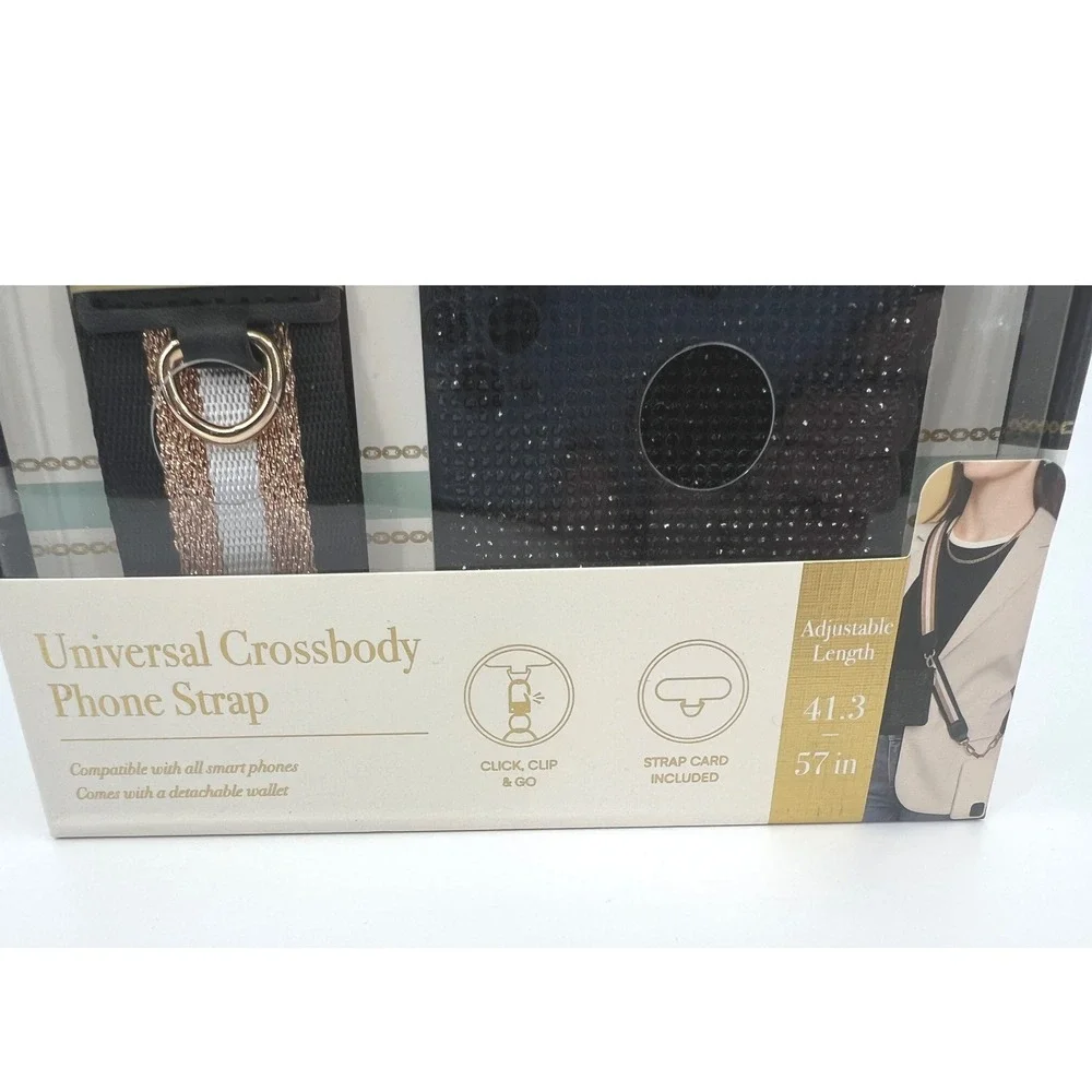 House of Harlow 1960 Universal Crossbody Phone Strap w/ Wallet Black Gold NWT - Picture 4 of 6
